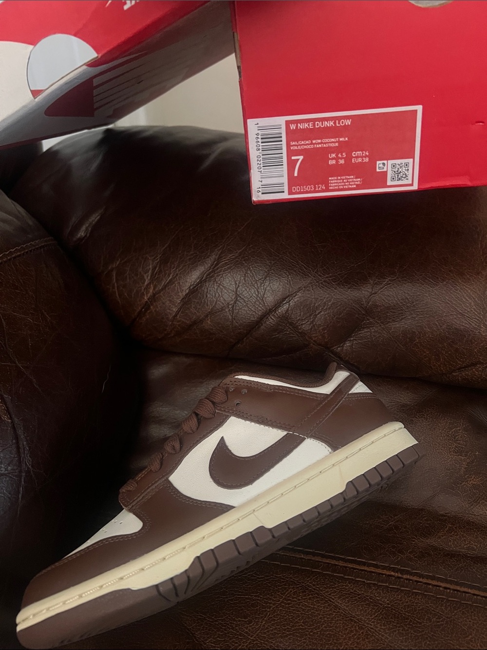 Nike Dunk Low Womens Sneakers - Brown & White
